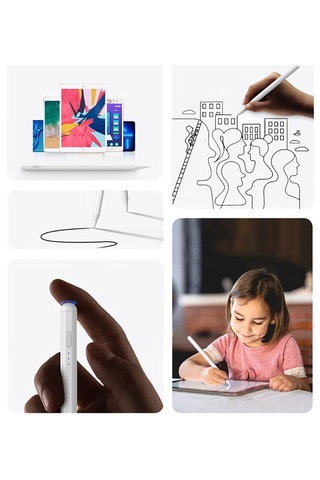 Zore Pencil 10 Magnetik Şarj Ve Eğim Özellikli Dokunmatik Çizim Kalemi-beyaz