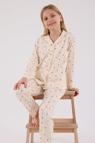 Arnetta Kız Çocuk Gömlek Pijama Krem-1720 KREM