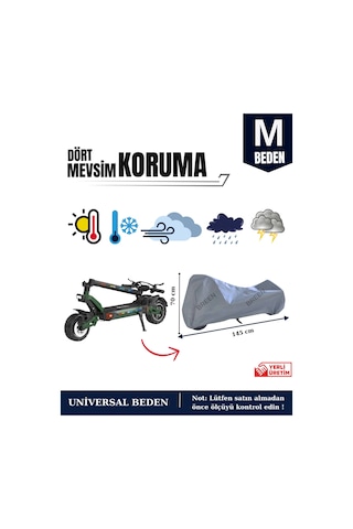 Gri M Beden Elektrikli Scooter Brandası, Koruyucu Örtü- Su Geçirmez Gri