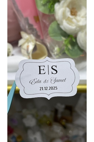 Söz, Kına, Nişan, Düğün Özel Kesimli Yapışkanlı Etiketi 3x4 Cm 88 Adet - Arl Etiket Tasarım Beyaz
