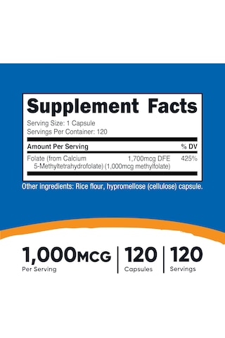 Nutricost Methylfolate Women's Health 1000mcg 120 Vegetarian Caps