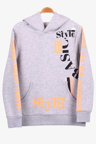 Breeze Erkek Çocuk Sweatshirt Baskılı Kapüşonlu 9-14 Yaş, Gri Melanj Gri