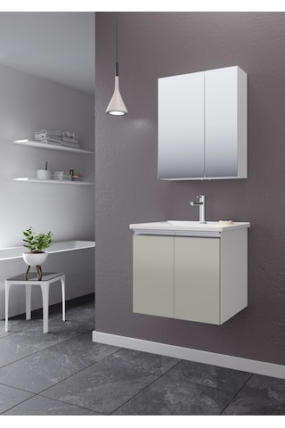 Orka Terme 60 Cm Mdf Kaşmir Banyo Dolabı Alt Modül Ve Lavabo Çok Renkli