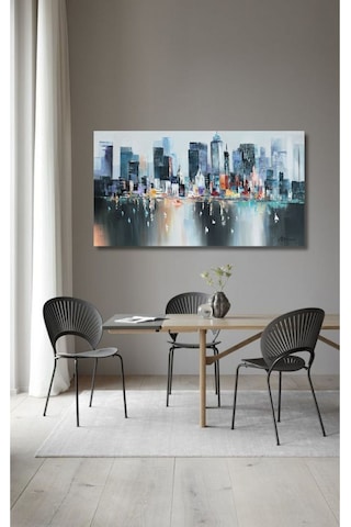 Bina Büyük Boy El Yapımı Yağlı Boya Tablo 117x70cm