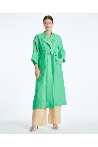 Kadın Biyeli Kap - Bağlama Kemer Detaylı - Modern Ve Şık - Günlük Ve Özel Günlerde Kullanım İçin Kap Yeşil