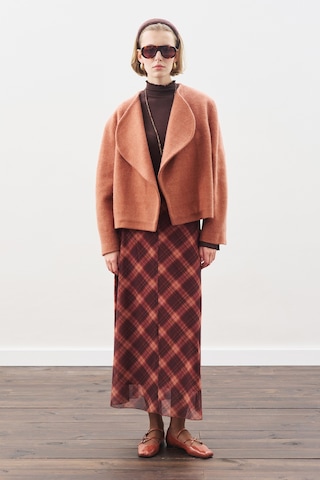 Desenli Tül Etek Kahverengi Ekose Kahverengi Ekose