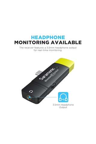 Saramonic Blink500 Pro Kablosuz Yaka Mikrofonu Alıcısı Blink500 Pro B5/b6 Usb Tip-c Alıcı Android Akıllı Telefonlar Tabletler İle Uyumlu iPhone15 Vlog Video Kaydı Rxuc