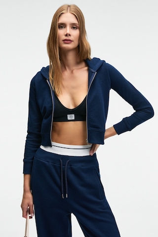 Grimelange COSIMA Kadın Metal Fermuarlı Kapüşonlu Crop Lacivert Sweatshirt