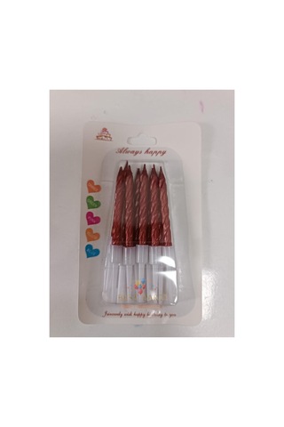 10'lu Burgulu Küçük Kırmızı Renk Pasta Mumu 7 Cm Karışık