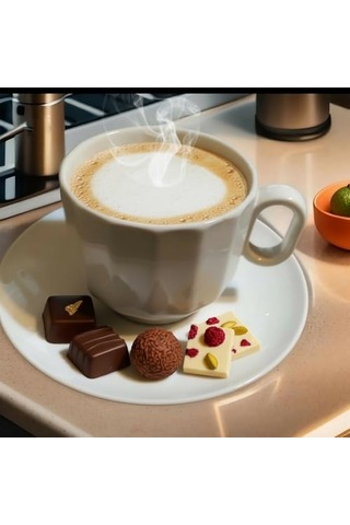 Ayrex Kütahya Porselen Bevel 190 Cc/ml 6 Kişilik Çay Duble Türk Kahve Fincan Takımı 12 Parça Cappuccino Latte Moc Diğer