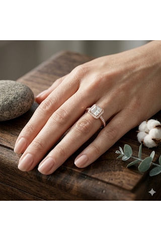 Celikchi Swarovski Taş Bakır Renk Tasarım Baget Yüzük