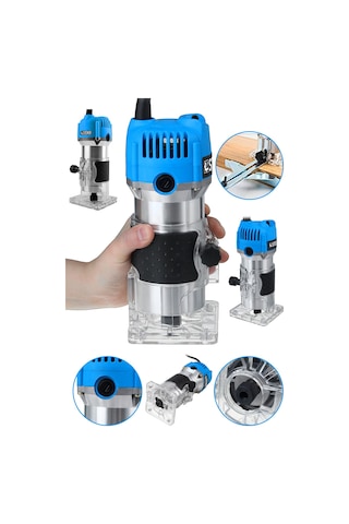 Steiner 3000 Watt 6 Kademe Devir Ayarlı Formika Traşlama Freze Makinesi 6 MM Pens Mavi