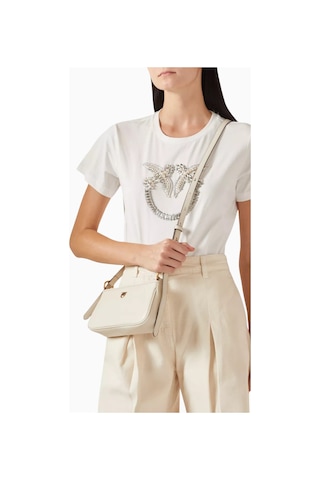 Pinko Mini Half Moon Krem Deri Lüks Baguette Çanta, Italya Yapımı Günlük Ve Gece Kullanımı Omuz Çantası