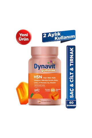 Dynavit Gummies Hsn Hair Skin Nails 60 Çiğnenebilir Form - Hidrolize Keratin, Biotin - Saç&cilt&tırnak
