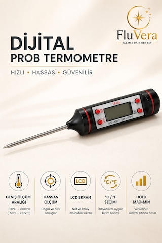 Tp101 Dijital Mutfak Termometresi -50 C +300 C Hassas Sıcaklık Ölçer, Lcd Ekran