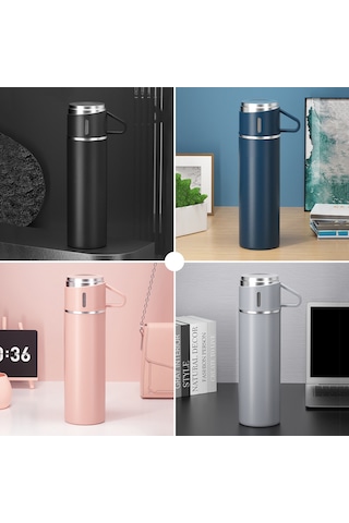 Padalink 500ml 304 Çelik Termos Bardak, 12 Saat Isı Saklama, Sızıntı Engeli, Ev/ofis/dışarı Kullanıma Uygun, Kapak Bardak Olarak Kullanılabilir, Siyah Paket Yok Siyah