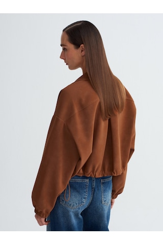 Dilvin 60781 Süet Bomber Ceket-taba Taba