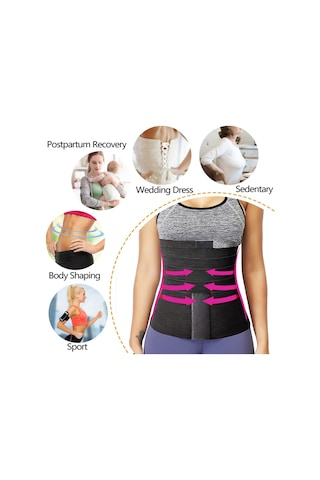 Sharpener Ckspor Tummy Wrap Bel  4 Mt Kum Saati Bel Korsesi Tummy Wrap Waist Trainer Cks-53 SIYAH