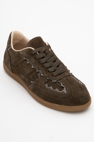 Luvishoes Luvi Shoes Shiva Haki Hakiki Deri Kadın Günlük Spor Ayakkabı Haki