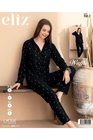 Street Beauty Eliz Waffle Düğmeli Pijama Takım Siyah
