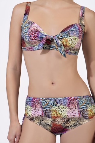 Endeep Kadın Büyük Beden Balenli Destekli Sarı Pembe Desenli Bikini Takımı Sarı-pembe