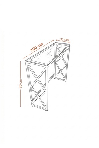 Lina Metal Dresuar - 4mm Füme Temperli Camlı Antre Konsolu 100x30x80 Cm Siyah