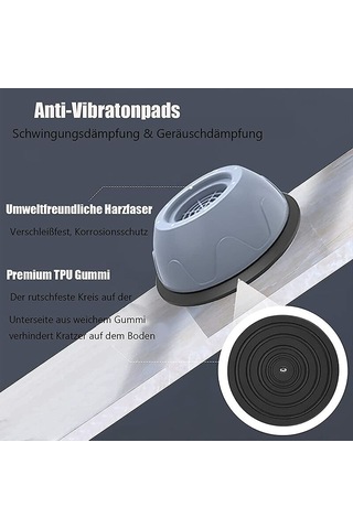 Mufunye 4 Parça Çamaşır Makinesi Ayak Pedleri - Kaymaz Kauçuk Titreşim Önleyici Pedler, Titreşim Önleyici Lastik Ayak Pedleri, Çamaşır Makineleri Ve Kurutucular İçin Üniversal Ayaklar