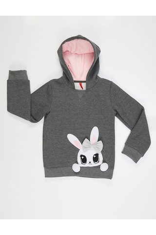 Denokids Şirin Tavşan Kız Sweatshirt Antrasit
