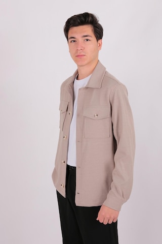 Twın Lıon Twin Lıon 1033 Slimfit Dış Gömlek Mont Bej