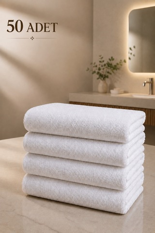 50 Adet Beyaz 50x85 Cm 200 Gram Bukle - Armür Otel El-yüz Havlusu Beyaz