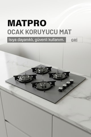 Kumtel Set Üstü Ocak Koruyucu Silikon Mat Gri