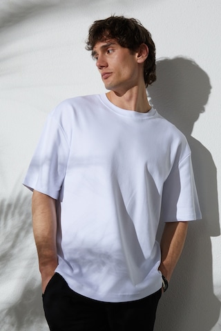 Tudors Unisex Oversize Geniş Kesim Pamuk Yumuşak Dokulu Basic Bisiklet Yaka Beyaz Tişört-30842 2XL