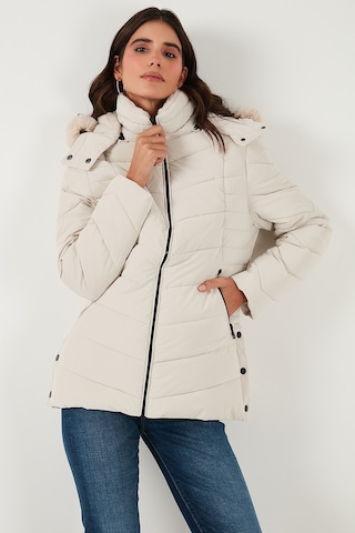 Lela Kapitoneli Slim Fit Çıkarılabilir Kapüşonlu Bayan Mont 497Mara Taş