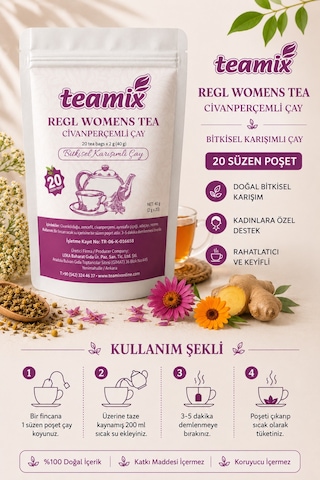 Regl Çayı Womens Tea Bitkisel Karışımlı Çay 20 Süzen Poşet Doypack Ambalaj