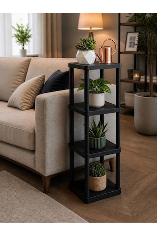 Sakura 4 Katlı Çiçeklik Saksılık Siyah