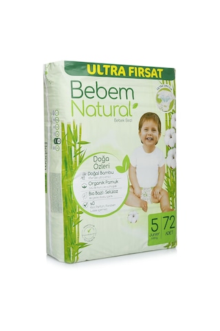 Bebem Natural Bebek Bezi 5 Numara Junior Ultra Fırsat Paketi 72 Adet