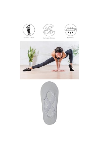 1 Adet Kadın Kaydırmaz Tabanlı Yoga Pilates Fitness Dans Ve Spor Çorabı Beyaz