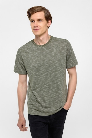 SÜVARİ Haki Regular Armürlü Bisiklet Yaka Tişört-38305 Haki