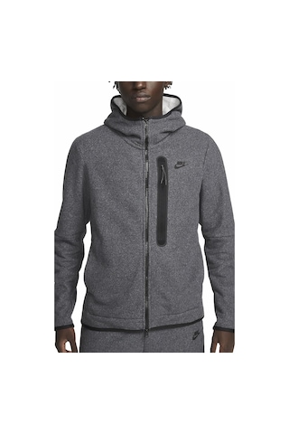 Nike Sportswear Tech Fleece Winter Full Zip Gray Hoodie Kapüşonlu Kalın Erkek Sweatshirt Gri