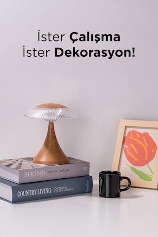 Lw-31 Wood Grain Abajur Karistal Elmas Masa Lambası Romantik Akrilik Led Gece Lambası Kahverengi