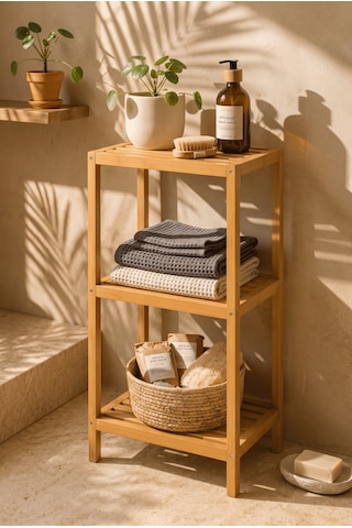 Robin Home 3 Raflı Bambu Çok Amaçlı Banyo & Mutfak Düzenleyici Bej