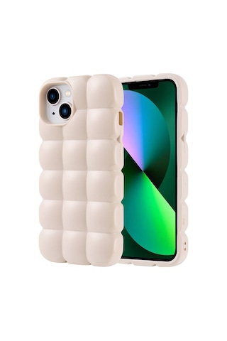 Zore Apple Uyumlu iPhone 13 Kılıf Parlak Esnek Silikon Dom Dom Kapak - Beyaz Beyaz
