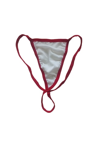 Anastasia Underwear Kadın String Tanga Külot - Kırmızı İpli Beyaz (ANS999)