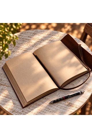 El Yapımı Hakiki Deri Defter Kişiye Özel Vintage Seyahat Günlük Not Defteri Kahverengi - Taba
