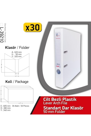 Laçin Klasör Beyaz Dar 30 Adet 1 Koli