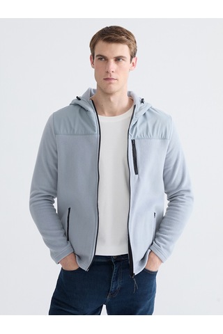 Lcwaıkıkı Classic Gri Kapüşonlu Polar Erkek Fermuarlı Sweatshirt