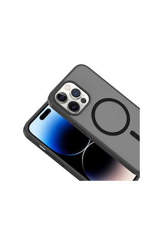Ardemix Apple iPhone Uyumlu 13 Pro Max Kılıf M-safe Şarj Özellikli Zore Babet Kapak - Siyah