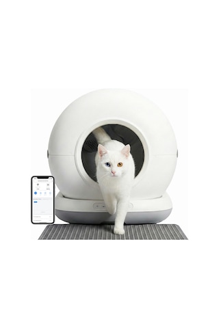 Haustier Cb001 Gri Akıllı Otomatik Kedi Tuvaleti, App İle Uzaktan Kontrol, 75lt Hazne, 7lt Çöp Haznesi, Ağırlık Sensörlü