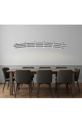 Soop Izgara Led Avize Sarkıt Avize 120x40 Cm 108 Watt Siyah