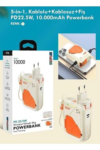 5in1 10.000 Mah Magsafe Uyumlu Powerbank Pd Hızlı Şarj 22.5w Katlanabilir Fişli Standlı